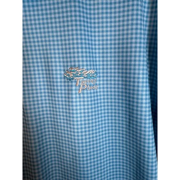 Peter Millar Summer Comfort Torrey Pines Blue Checkered Performance Polo - XL - Picture 2 of 6